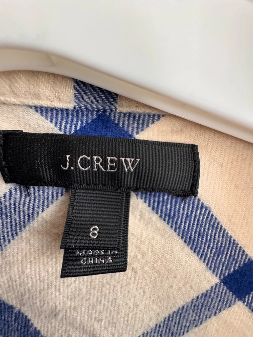 J crew Cream & Navy Plaid Button-Up Jacket
